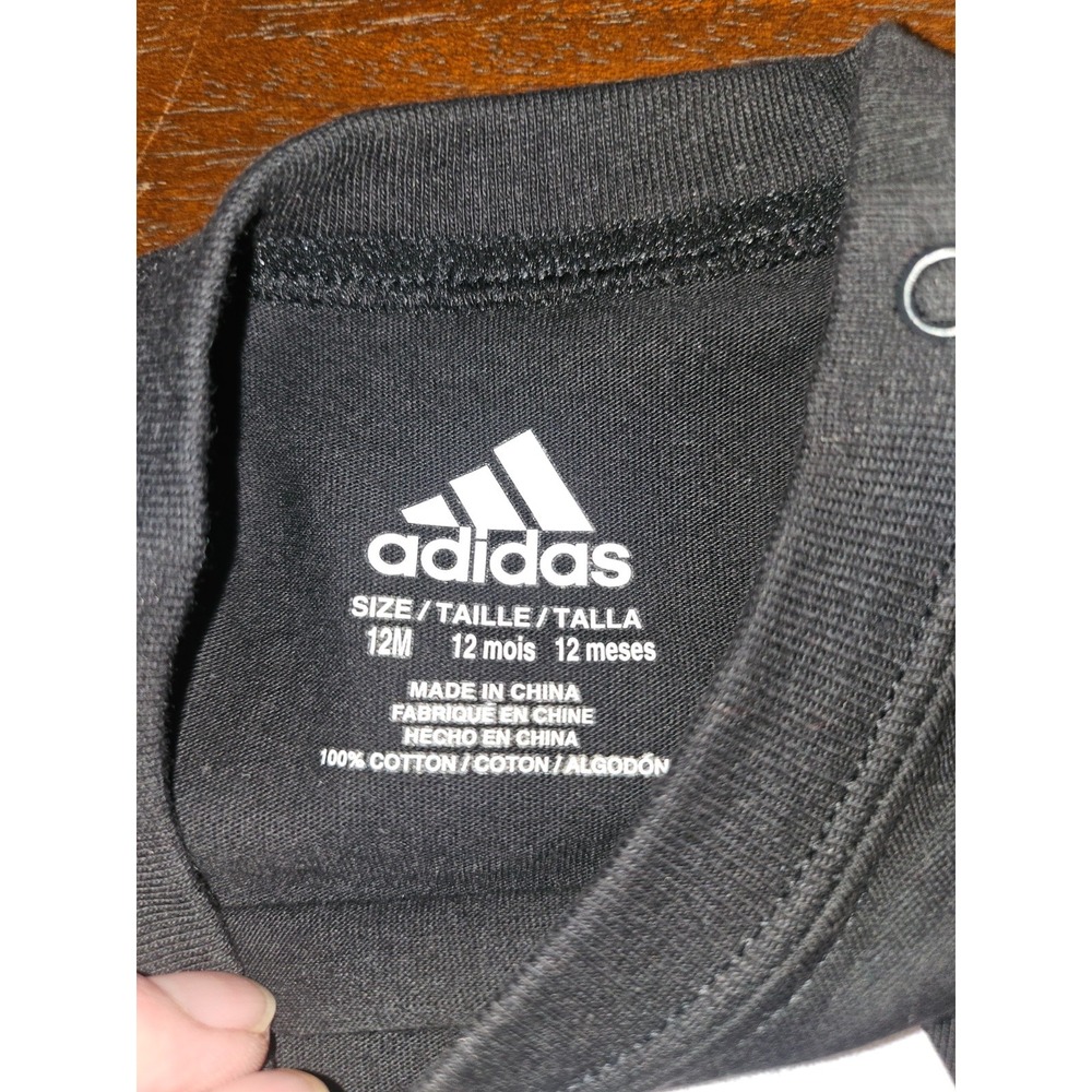 adidas Baby Sizes Shortie All Over Print Summer Romper Black 12 mo NWT - Picture 2 of 4